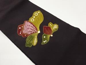 金彩絞り抽象葉野菜模様名古屋帯